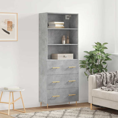 vidaXL Highboard Concrete Grey 69,5x34x180 cm Engineered Wood