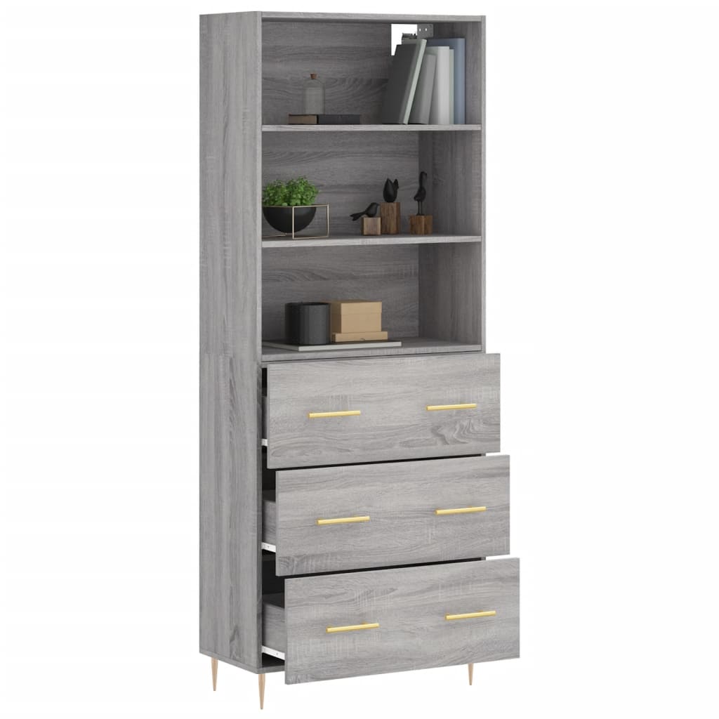 vidaXL Highboard Grey Sonoma 69.5x34x180 cm Engineered Wood