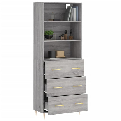vidaXL Highboard Grey Sonoma 69.5x34x180 cm Engineered Wood