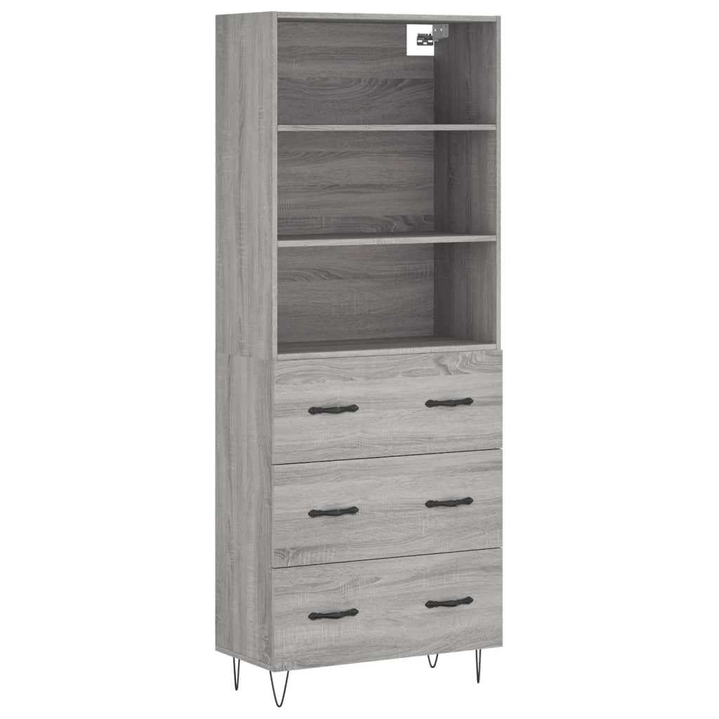 vidaXL Highboard Grey Sonoma 69,5x34x180 cm Engineered Wood