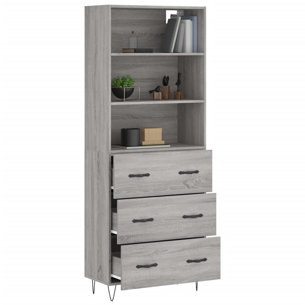 vidaXL Highboard Grey Sonoma 69,5x34x180 cm Engineered Wood