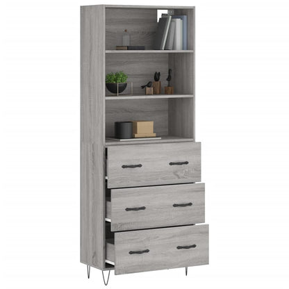 vidaXL Highboard Grey Sonoma 69,5x34x180 cm Engineered Wood