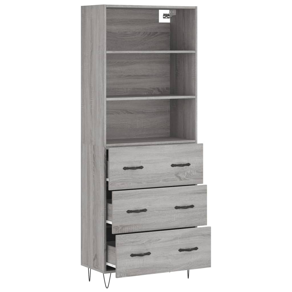 vidaXL Highboard Grey Sonoma 69,5x34x180 cm Engineered Wood