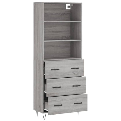 vidaXL Highboard Grey Sonoma 69,5x34x180 cm Engineered Wood