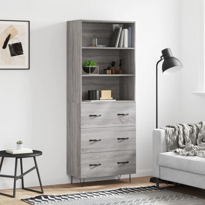 vidaXL Highboard Grey Sonoma 69,5x34x180 cm Engineered Wood