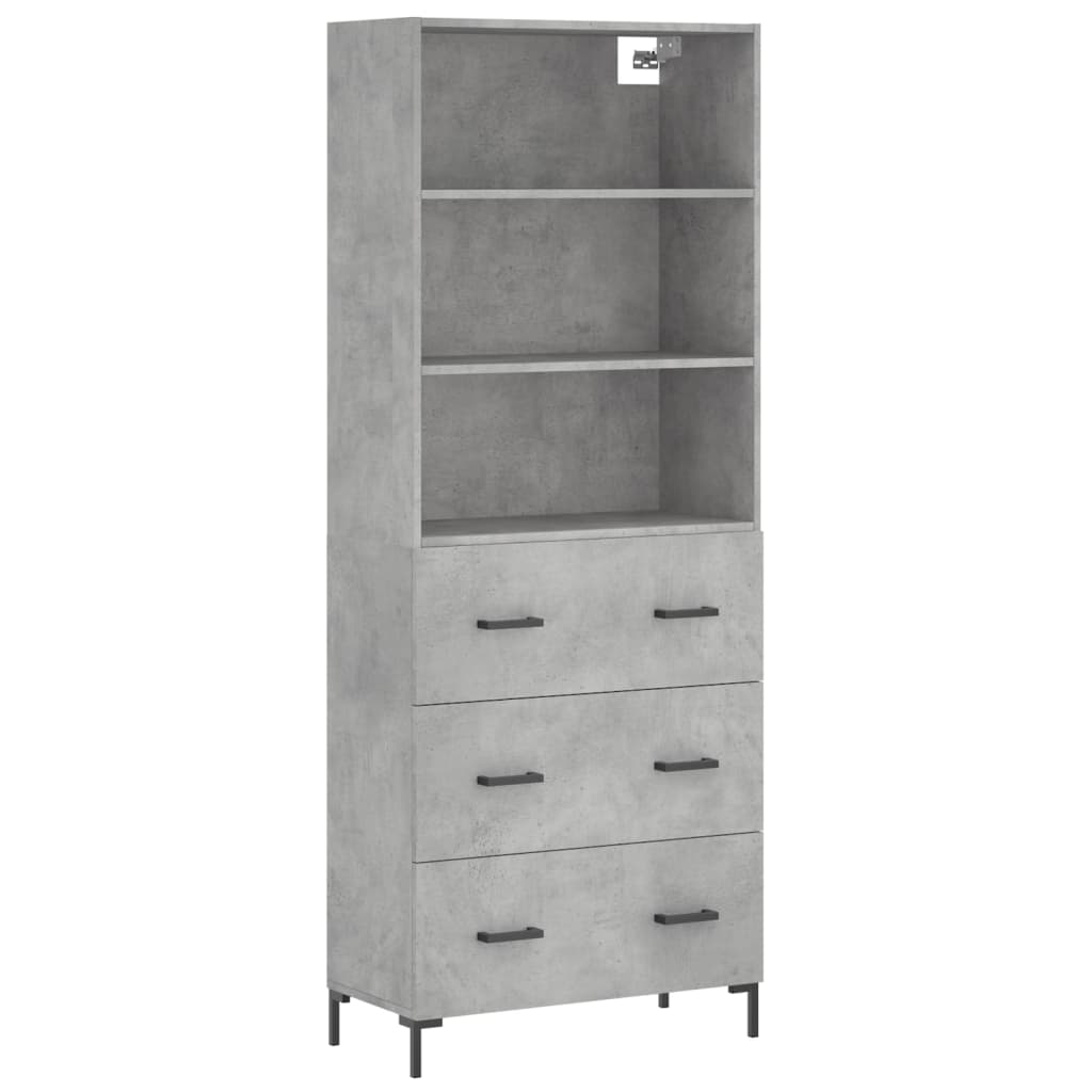 vidaXL Highboard Concrete Grey 69,5x34x180 cm Engineered Wood