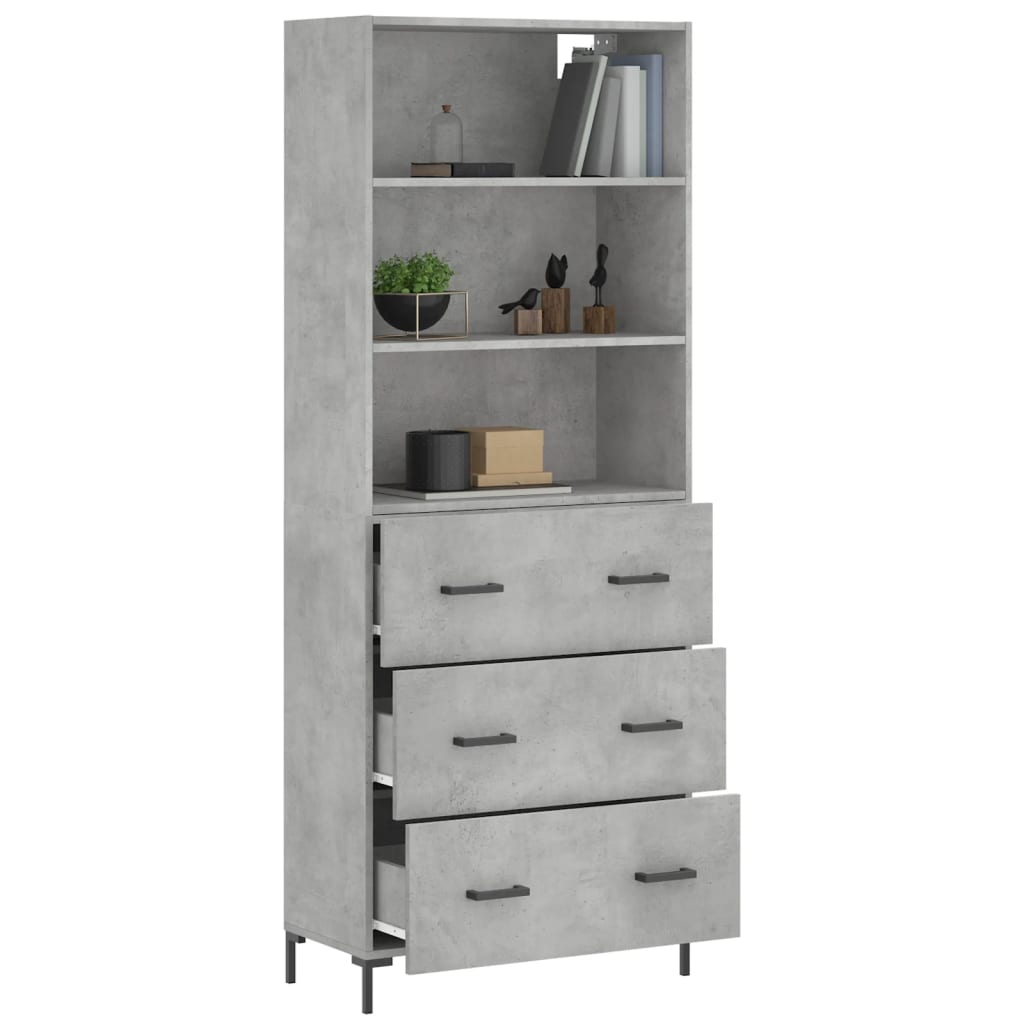 vidaXL Highboard Concrete Grey 69,5x34x180 cm Engineered Wood