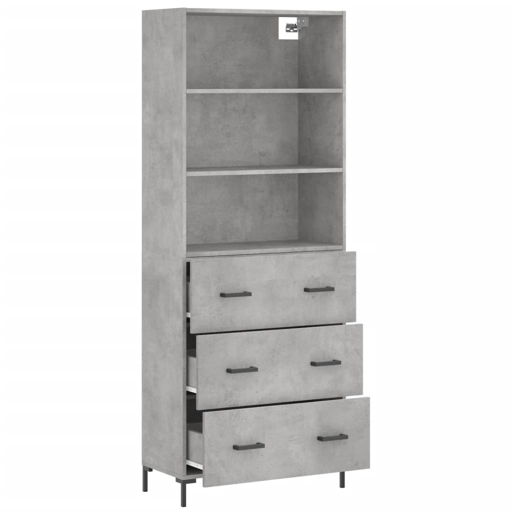 vidaXL Highboard Concrete Grey 69,5x34x180 cm Engineered Wood