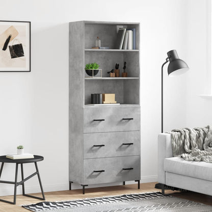 vidaXL Highboard Concrete Grey 69,5x34x180 cm Engineered Wood