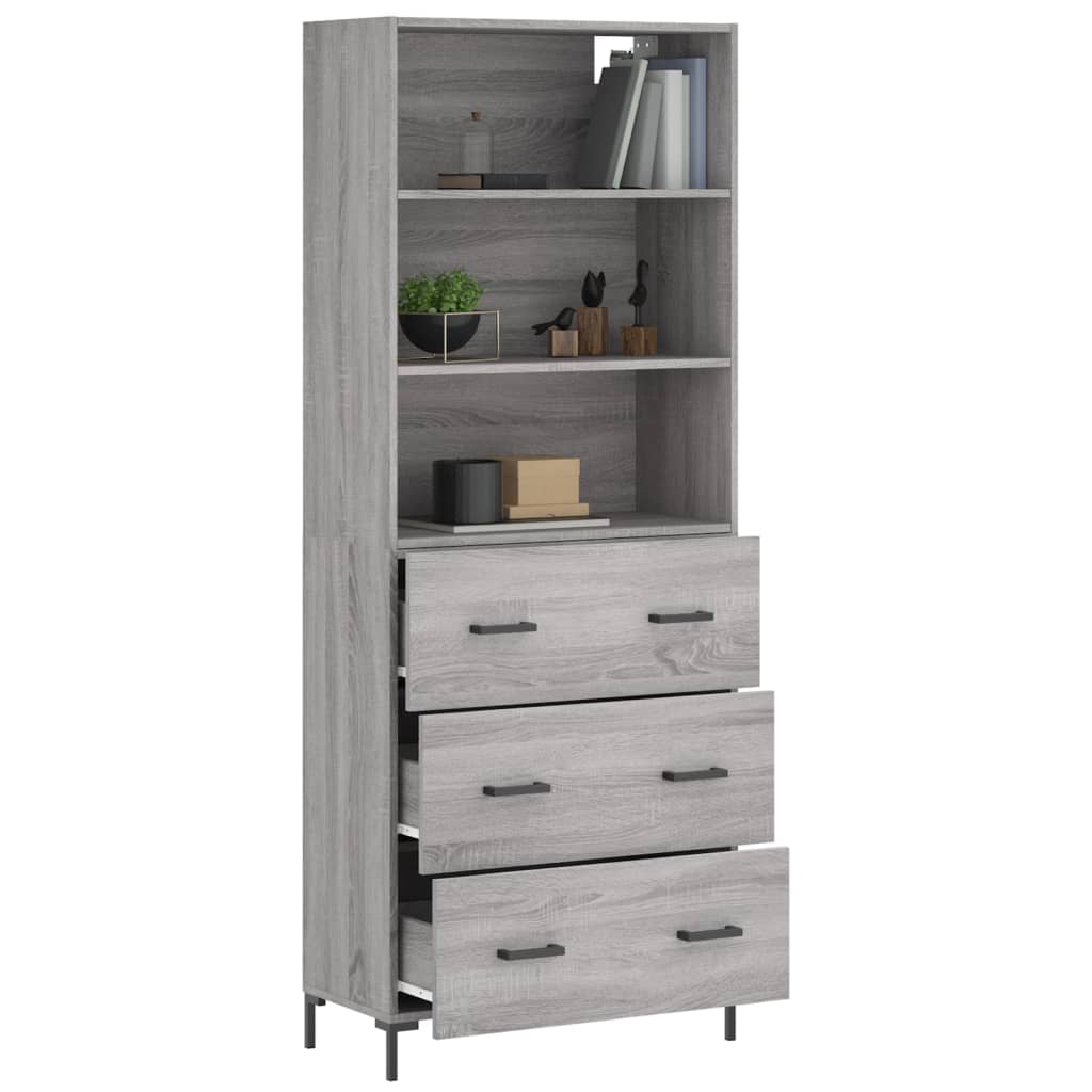 vidaXL Highboard Grey Sonoma 69.5x34x180 cm Engineered Wood