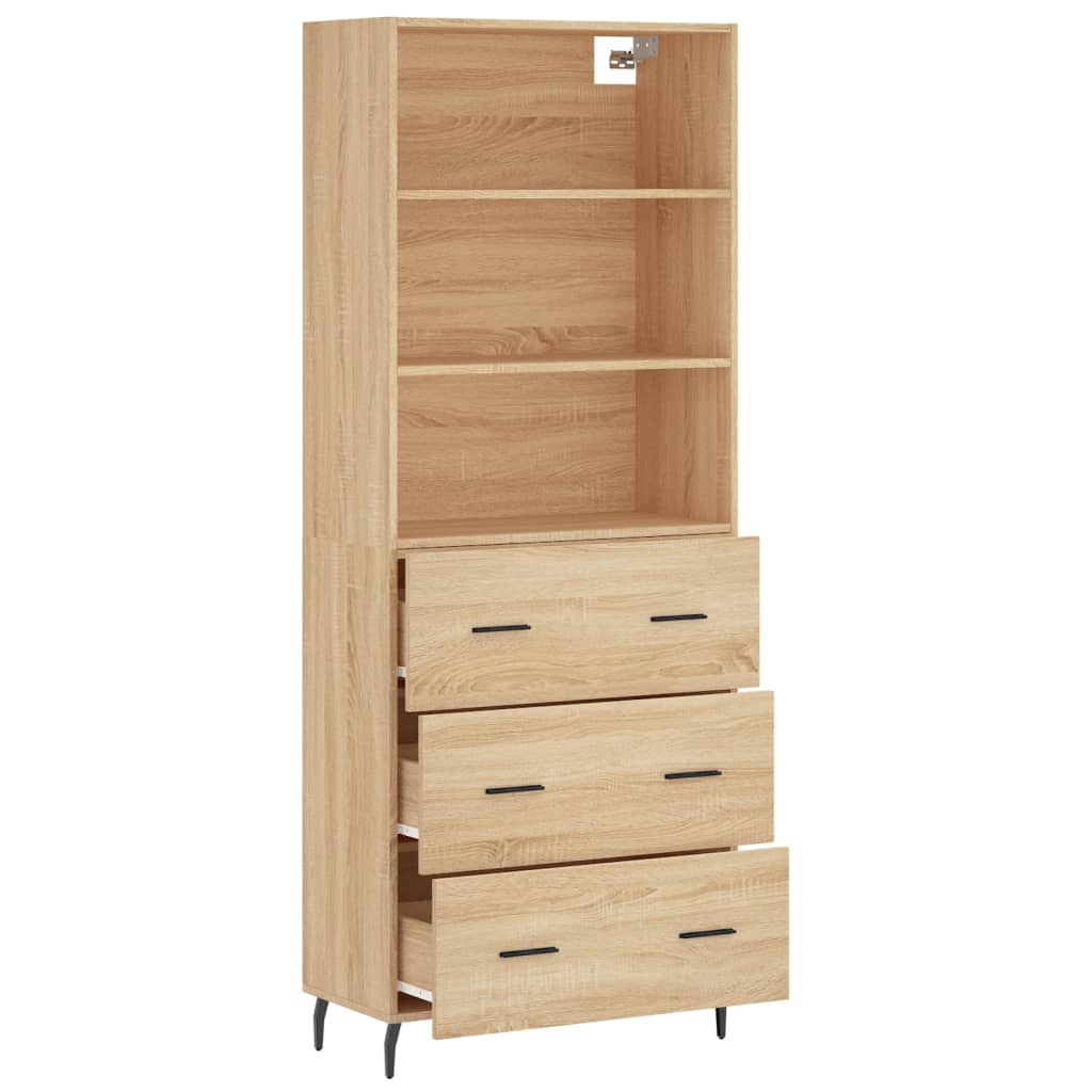 vidaXL Highboard Sonoma Oak 69,5x34x180 cm Engineered Wood