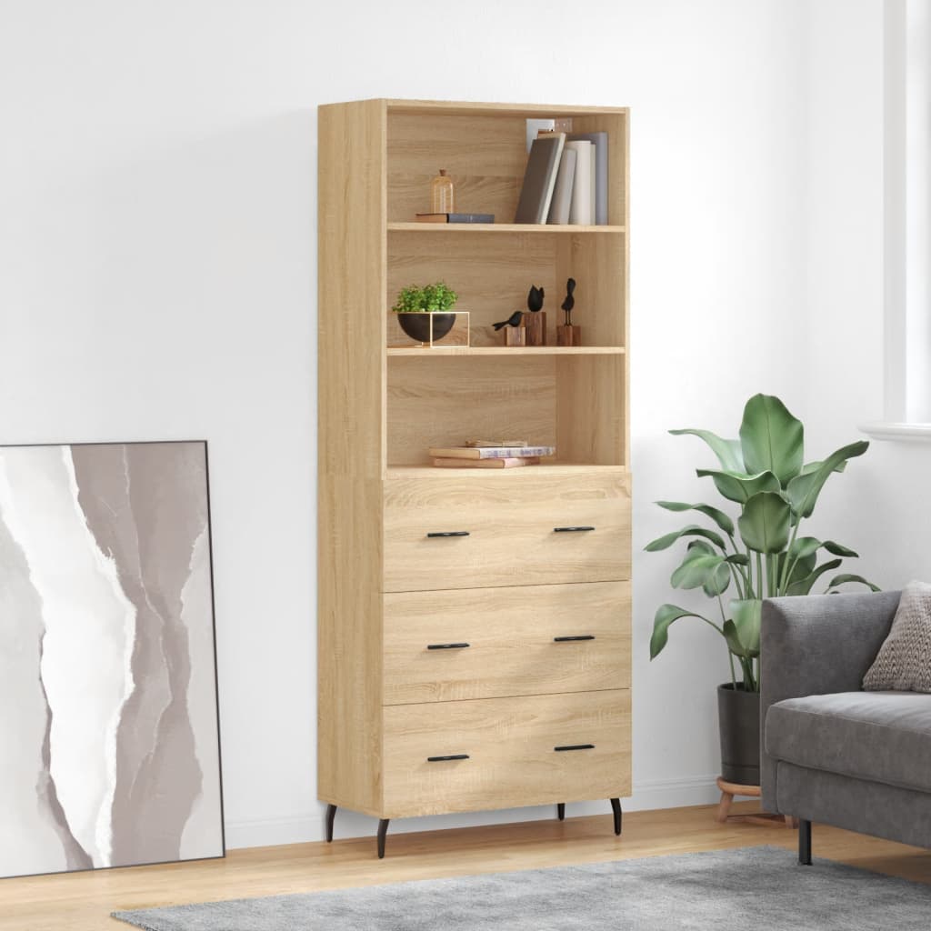 vidaXL Highboard Sonoma Oak 69,5x34x180 cm Engineered Wood
