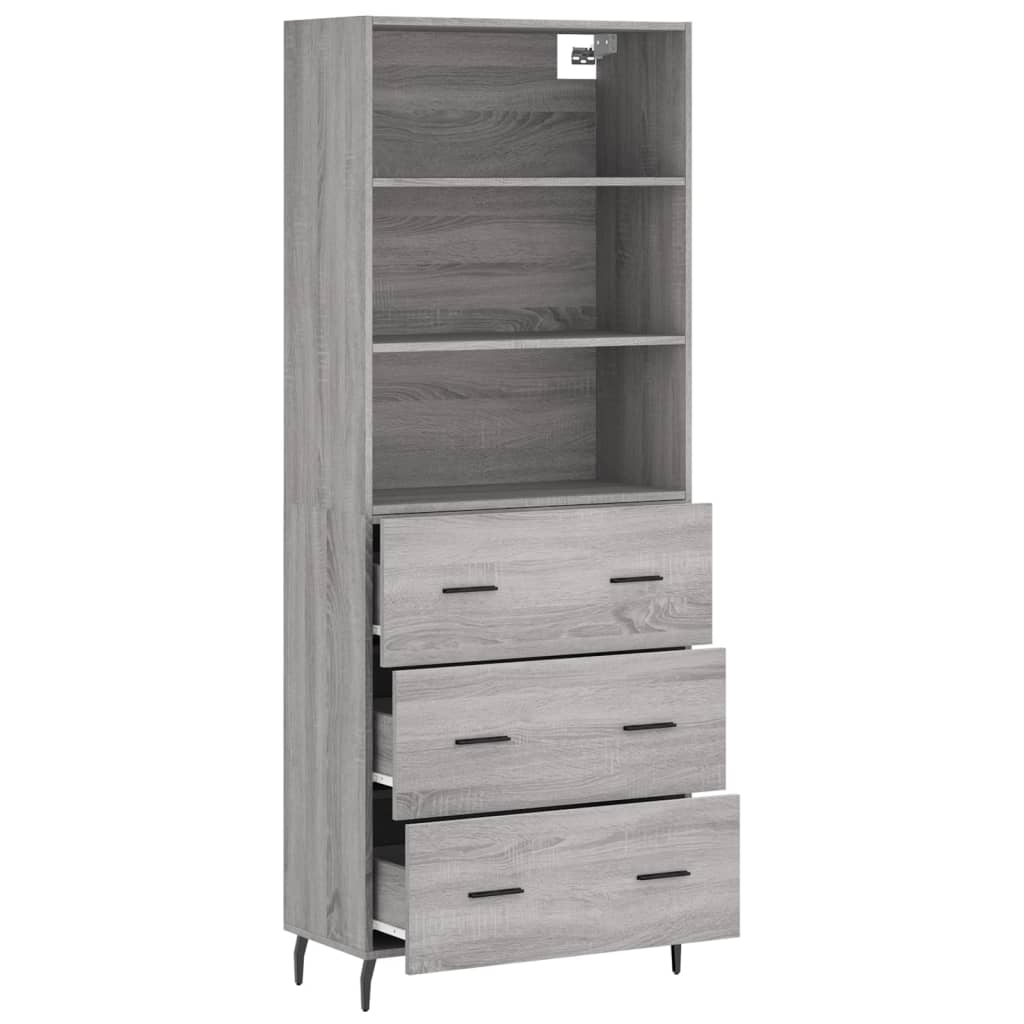 vidaXL Highboard Grey Sonoma 69,5x34x180 cm Engineered Wood