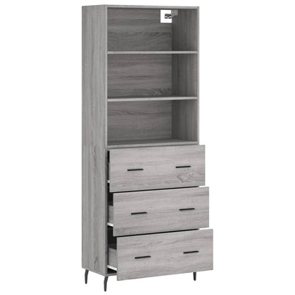 vidaXL Highboard Grey Sonoma 69,5x34x180 cm Engineered Wood
