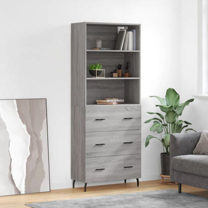 vidaXL Highboard Grey Sonoma 69,5x34x180 cm Engineered Wood