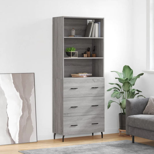 vidaXL Highboard Grey Sonoma 69,5x34x180 cm Engineered Wood