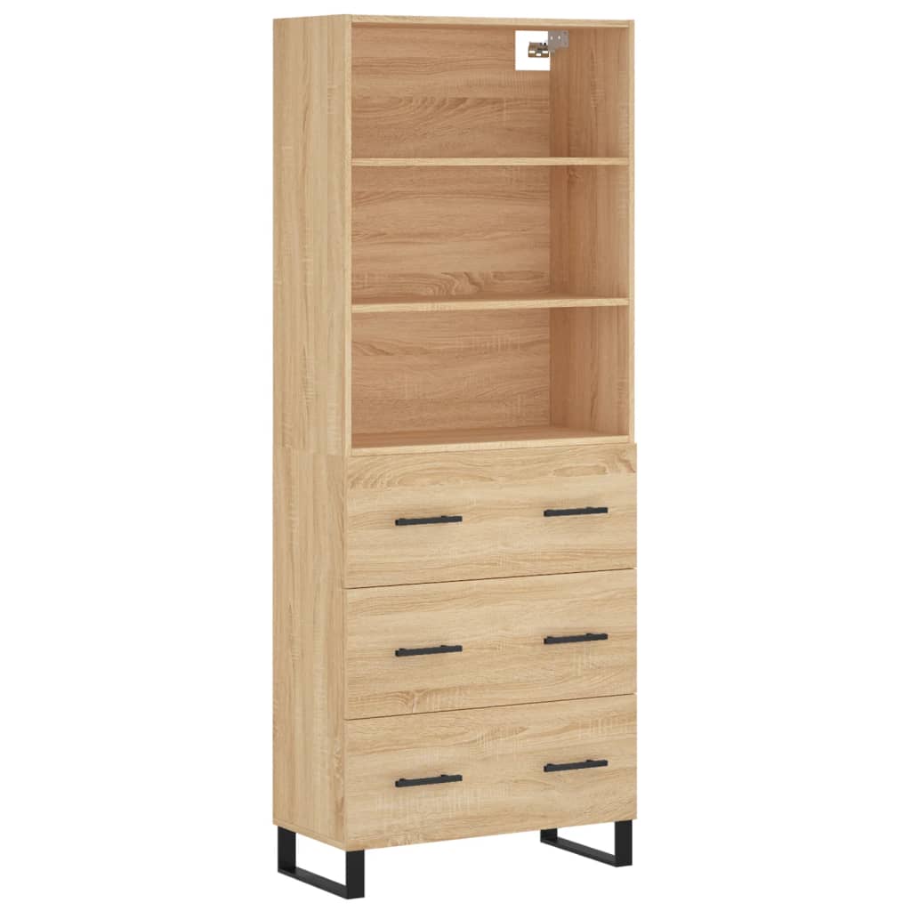 vidaXL Highboard Sonoma Oak 69.5x34x180 cm Engineered Wood