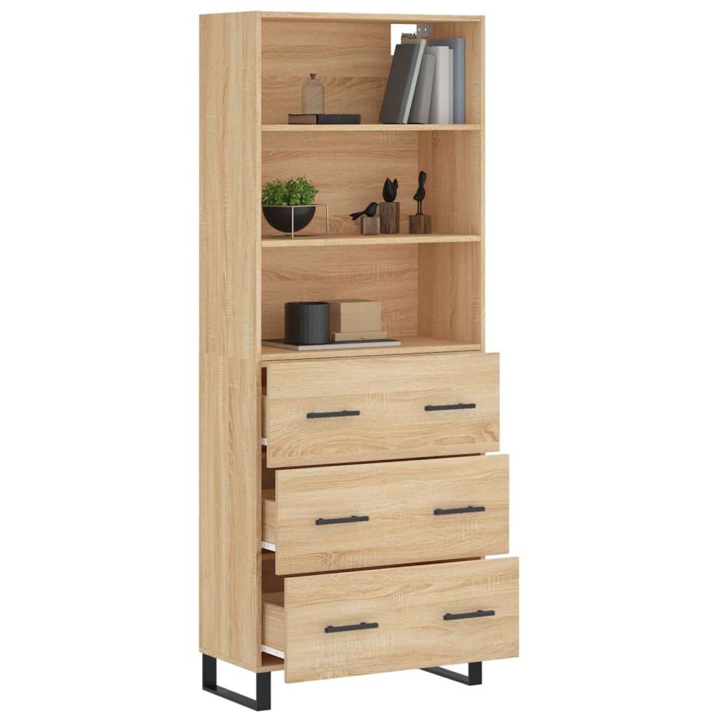 vidaXL Highboard Sonoma Oak 69,5x34x180 cm Engineered Wood