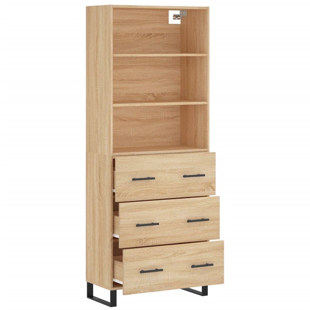 vidaXL Highboard Sonoma Oak 69,5x34x180 cm Engineered Wood