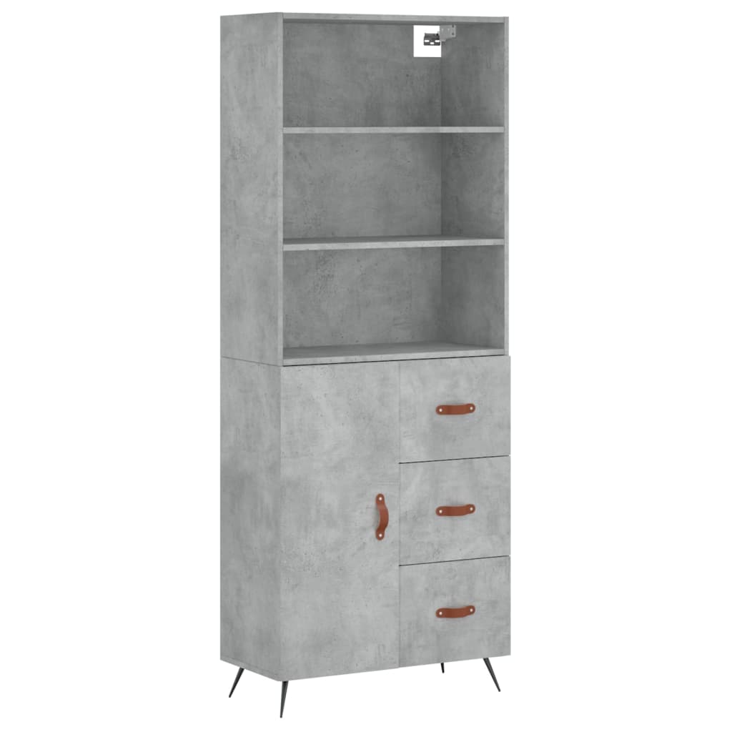 vidaXL Highboard Concrete Grey 69,5x34x180 cm Engineered Wood
