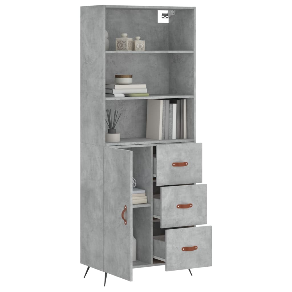 vidaXL Highboard Concrete Grey 69,5x34x180 cm Engineered Wood