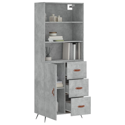 vidaXL Highboard Concrete Grey 69,5x34x180 cm Engineered Wood