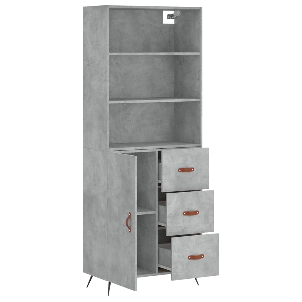 vidaXL Highboard Concrete Grey 69,5x34x180 cm Engineered Wood