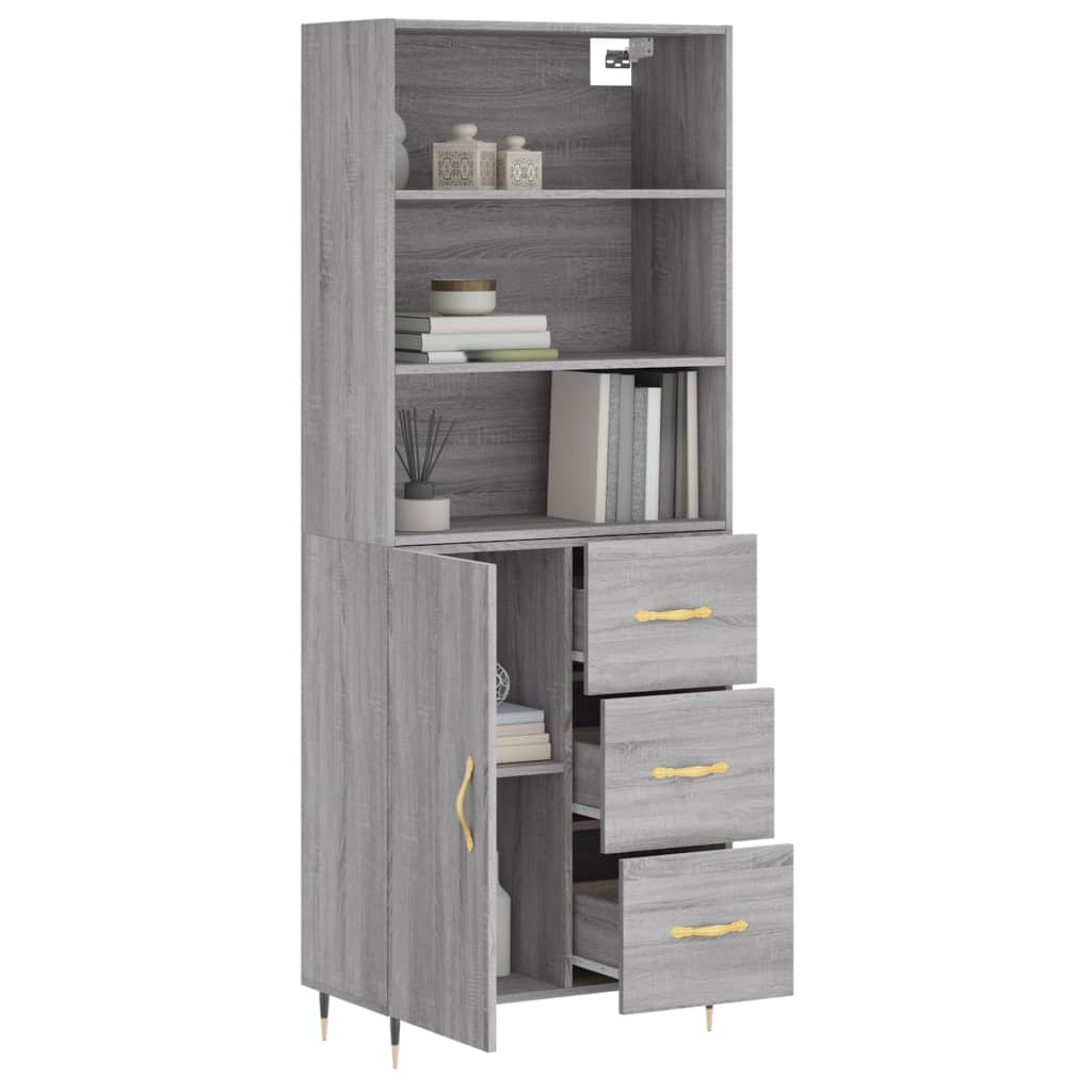 vidaXL Highboard Grey Sonoma 69,5x34x180 cm Engineered Wood