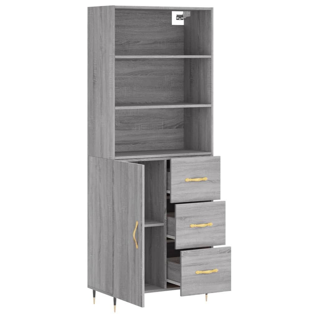 vidaXL Highboard Grey Sonoma 69,5x34x180 cm Engineered Wood