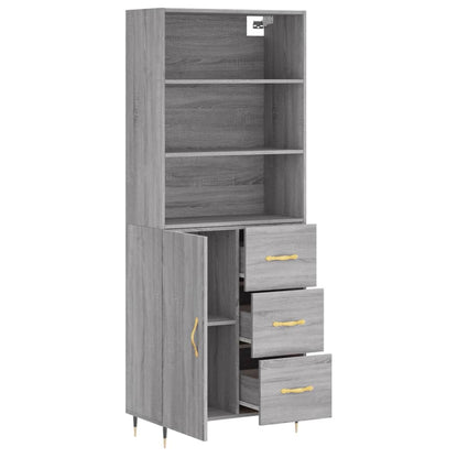 vidaXL Highboard Grey Sonoma 69,5x34x180 cm Engineered Wood
