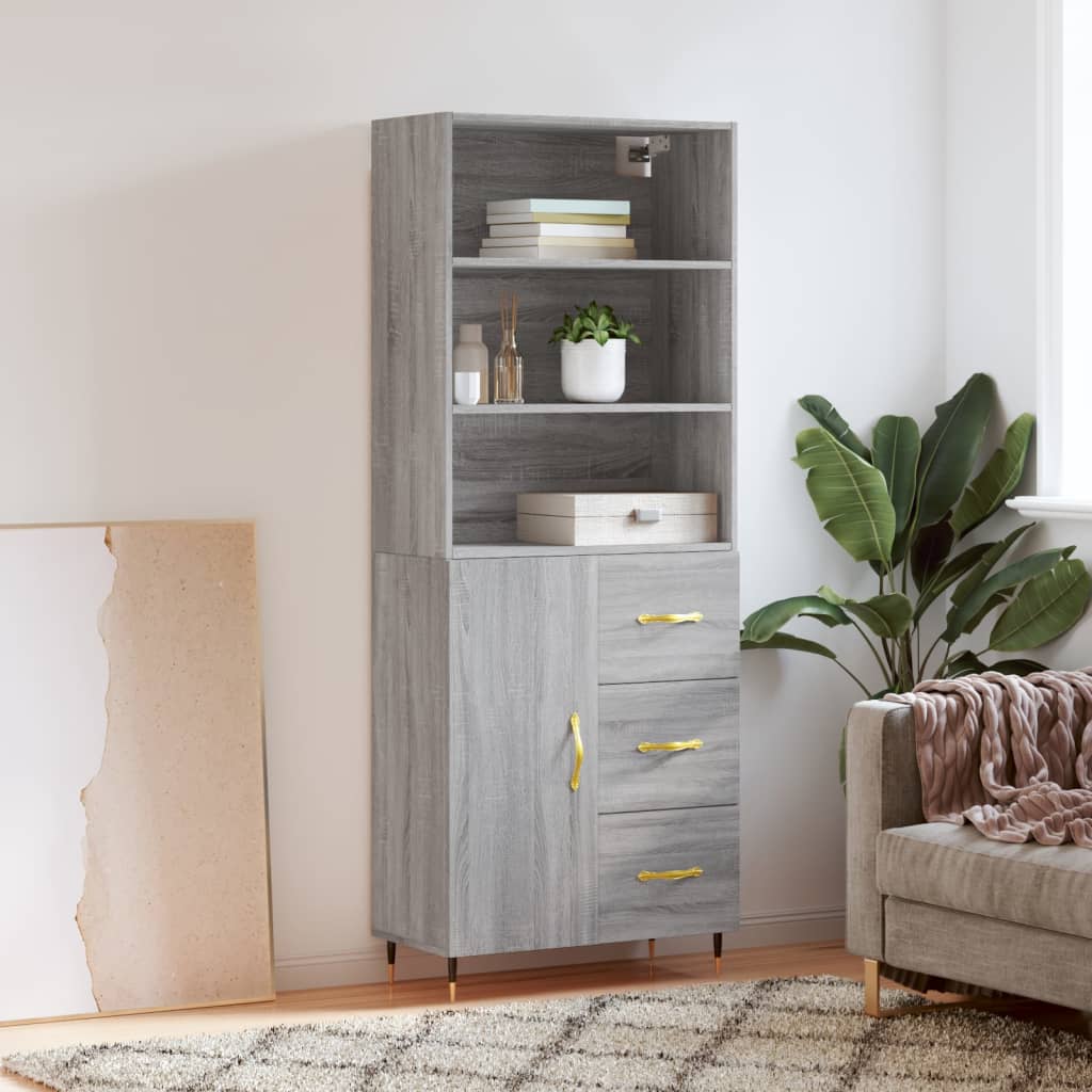 vidaXL Highboard Grey Sonoma 69,5x34x180 cm Engineered Wood