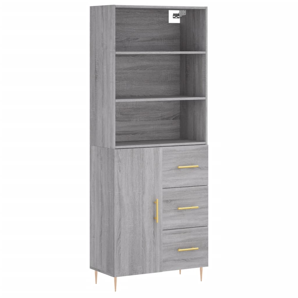 vidaXL Highboard Grey Sonoma 69,5x34x180 cm Engineered Wood