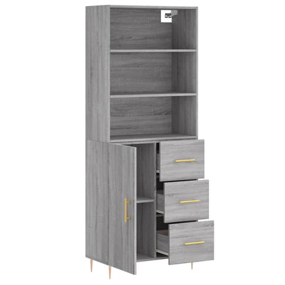 vidaXL Highboard Grey Sonoma 69,5x34x180 cm Engineered Wood