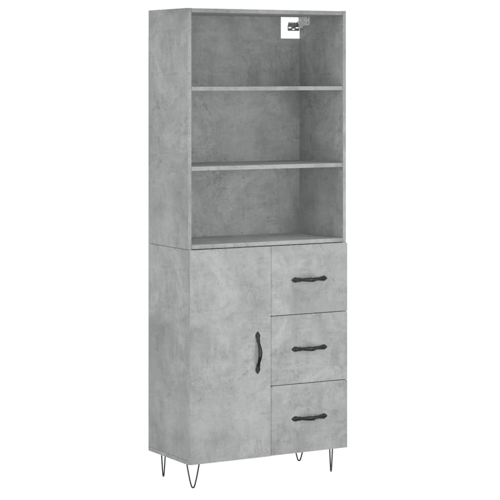 vidaXL Highboard Concrete Grey 69,5x34x180 cm Engineered Wood