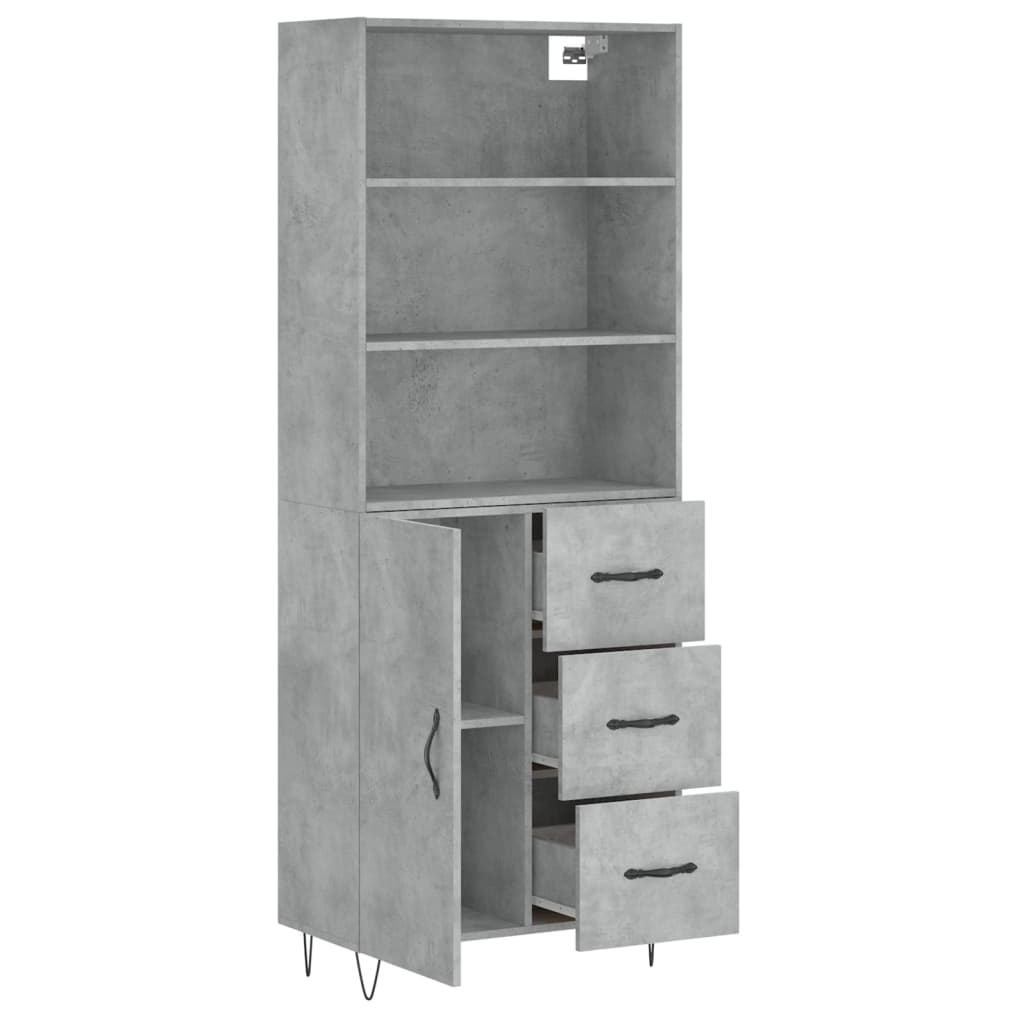 vidaXL Highboard Concrete Grey 69,5x34x180 cm Engineered Wood