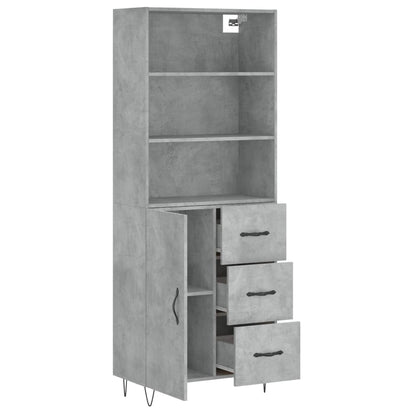 vidaXL Highboard Concrete Grey 69,5x34x180 cm Engineered Wood