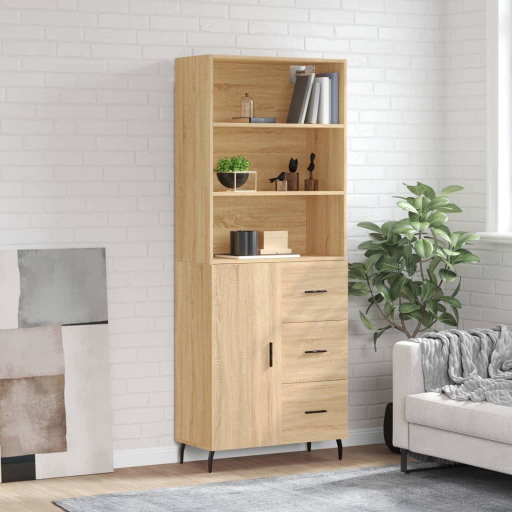 vidaXL Highboard Sonoma Oak 69,5x34x180 cm Engineered Wood