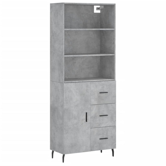 vidaXL Highboard Concrete Grey 69,5x34x180 cm Engineered Wood