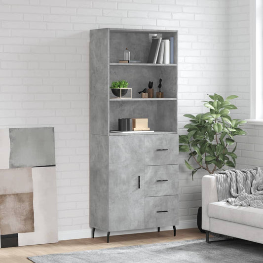 vidaXL Highboard Concrete Grey 69,5x34x180 cm Engineered Wood