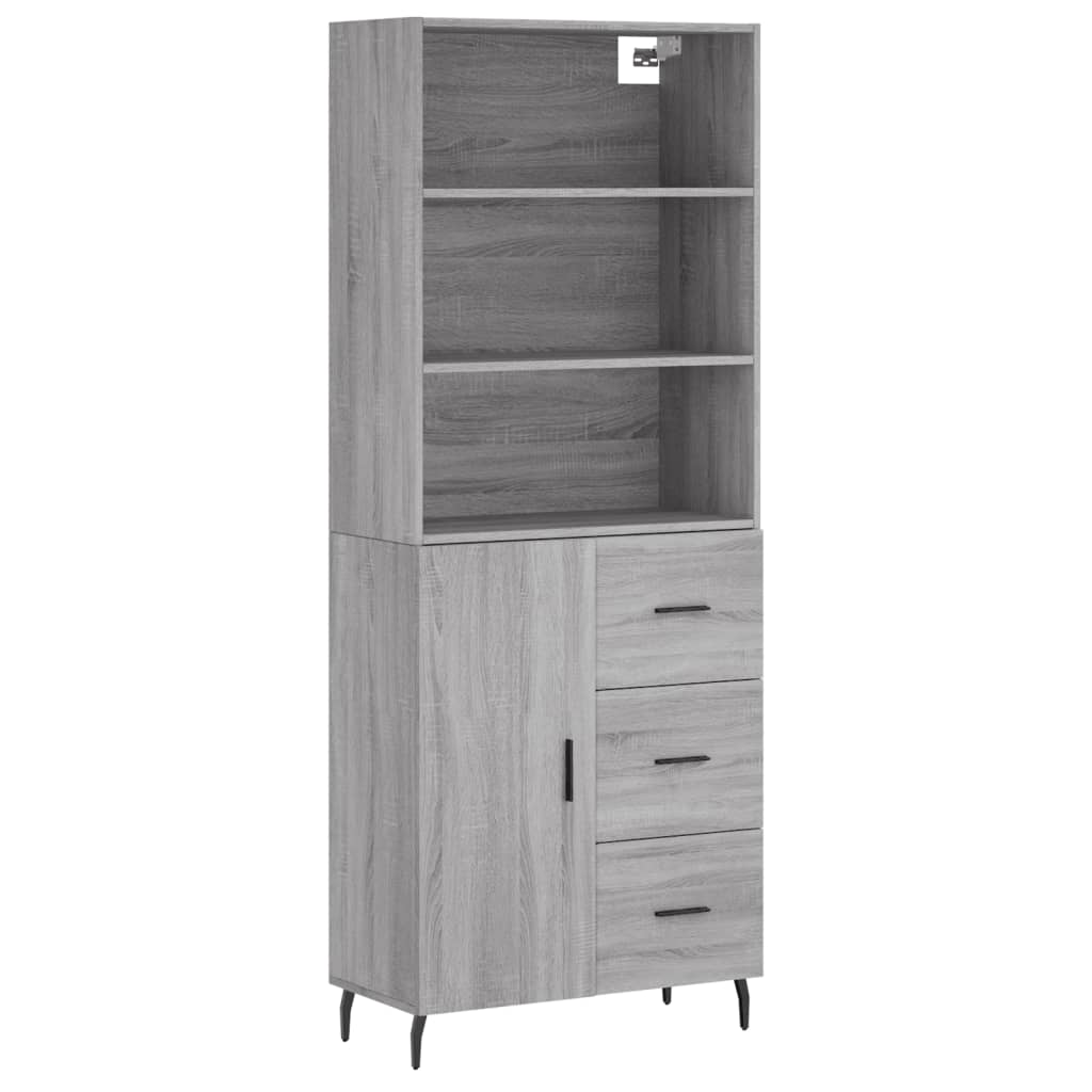 vidaXL Highboard Grey Sonoma 69,5x34x180 cm Engineered Wood