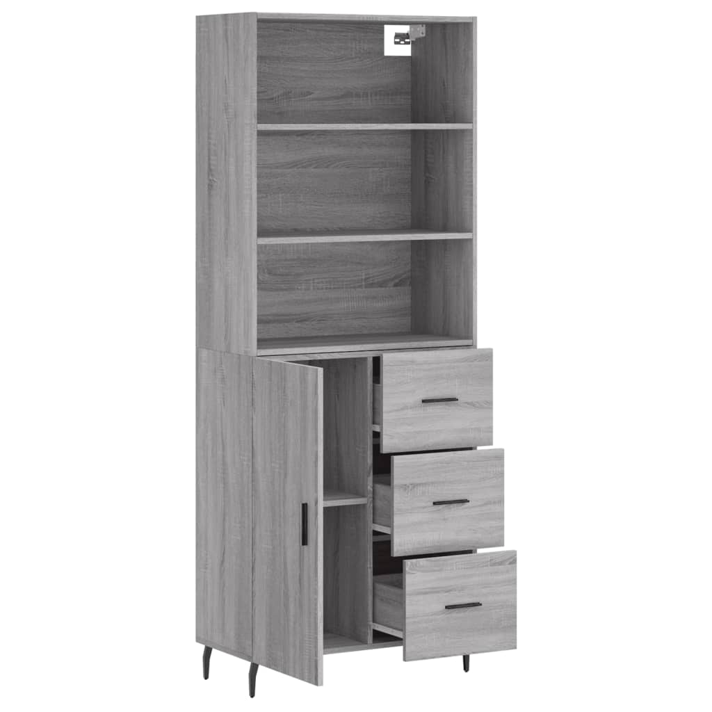 vidaXL Highboard Grey Sonoma 69,5x34x180 cm Engineered Wood