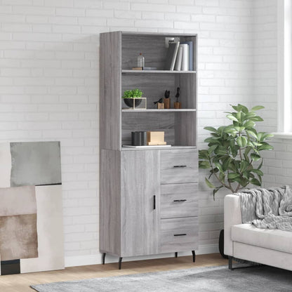vidaXL Highboard Grey Sonoma 69,5x34x180 cm Engineered Wood