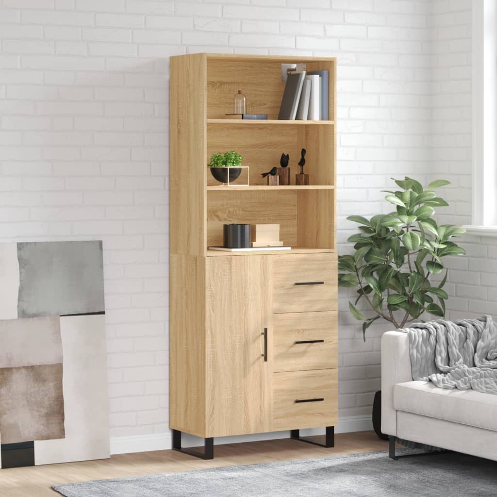 vidaXL Highboard Sonoma Oak 69,5x34x180 cm Engineered Wood