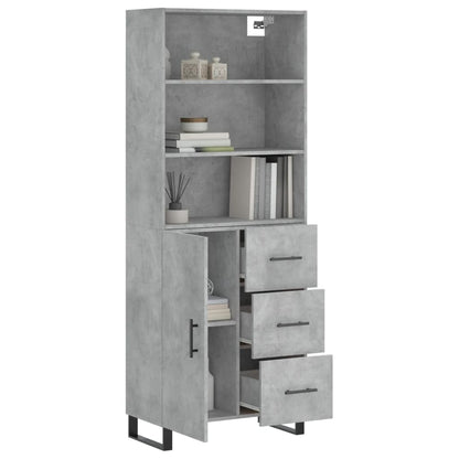 vidaXL Highboard Concrete Grey 69.5x34x180 cm Engineered Wood
