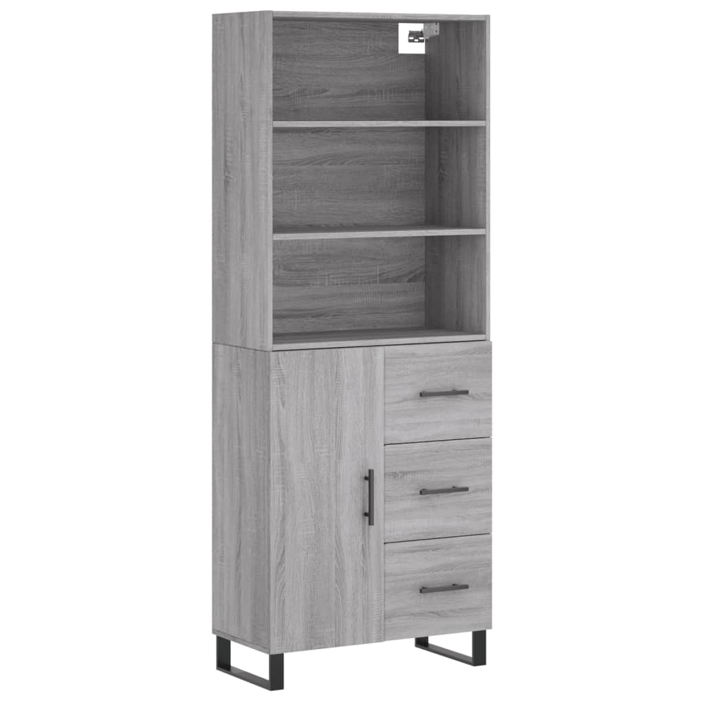 vidaXL Highboard Grey Sonoma 69,5x34x180 cm Engineered Wood