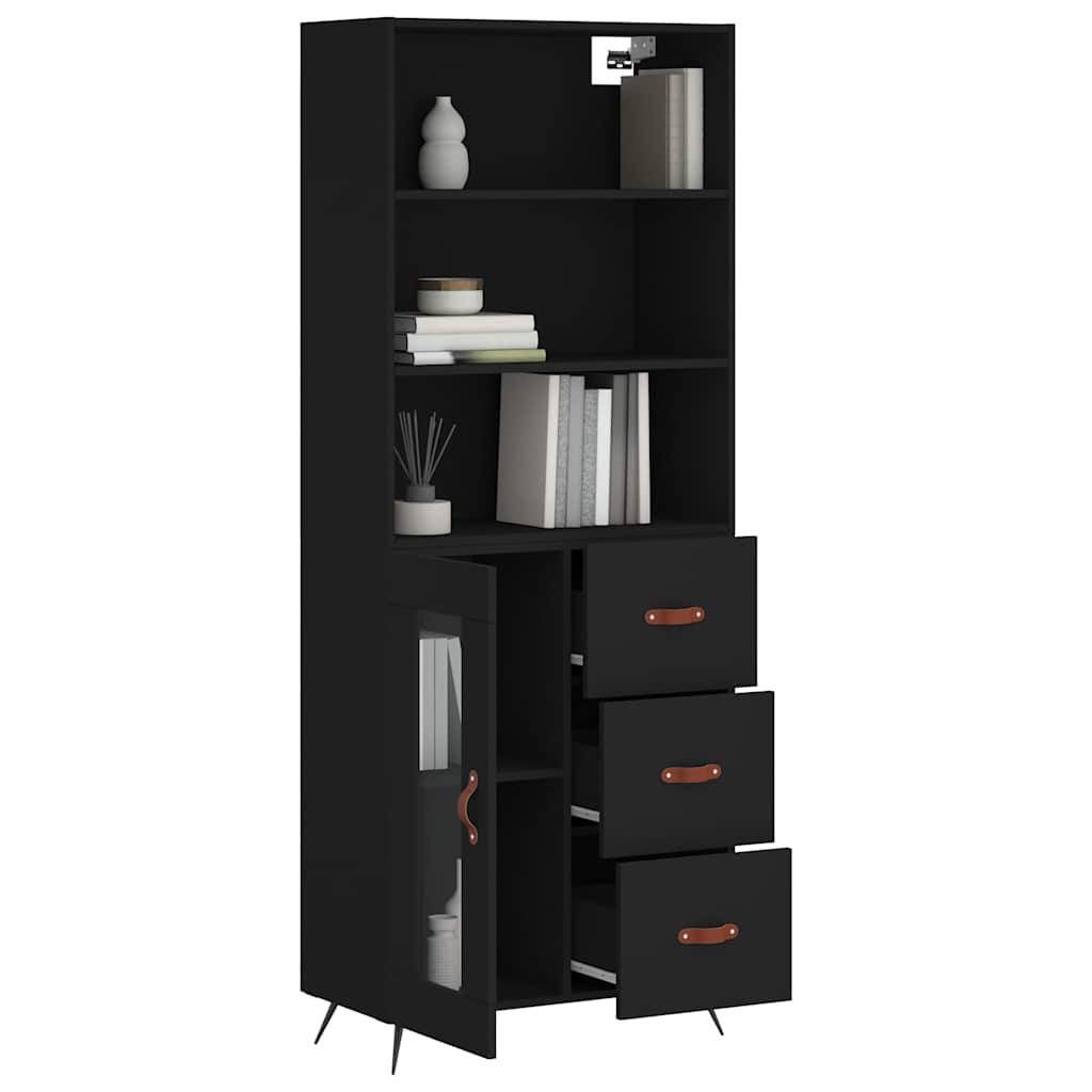 vidaXL Highboard Black 69,5x34x180 cm Engineered Wood
