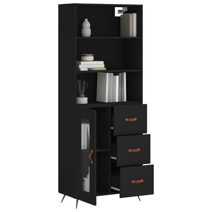 vidaXL Highboard Black 69,5x34x180 cm Engineered Wood