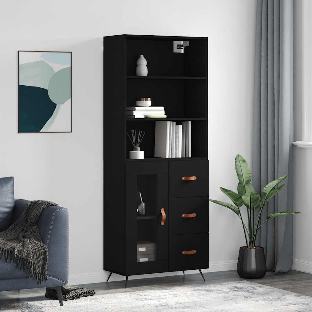 vidaXL Highboard Black 69,5x34x180 cm Engineered Wood