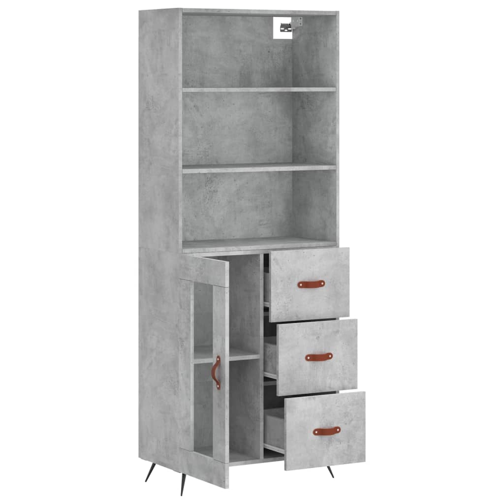 vidaXL Highboard Concrete Grey 69,5x34x180 cm Engineered Wood