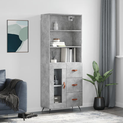 vidaXL Highboard Concrete Grey 69,5x34x180 cm Engineered Wood